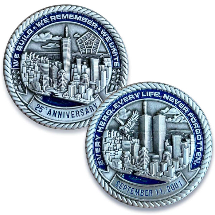 9/11 25th Anniversary Challenge Coin, 2 Inch