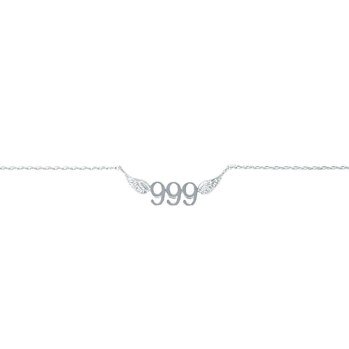 999 Angel Number Necklace (Silver) Necklaces Crystals A. $18.00