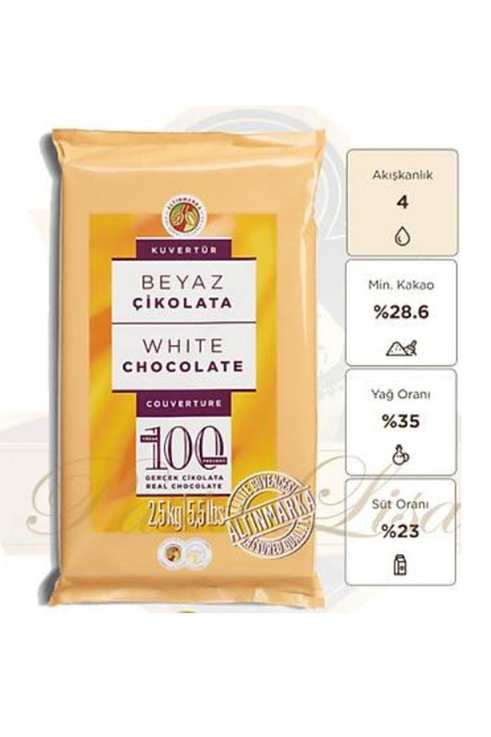 Altınmarka Kuvertür White Chocolate is a premium couverture chocolate crafted for professional and home use alike.