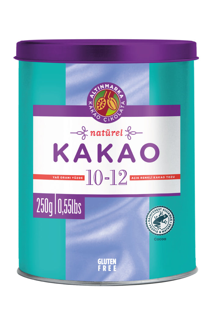 Altinmarka Teneke Kakao Tozu Naturel 10-12% Fat is a premium-quality natural cocoa powder crafted for rich flavor and deep color in all your favorite recipes.