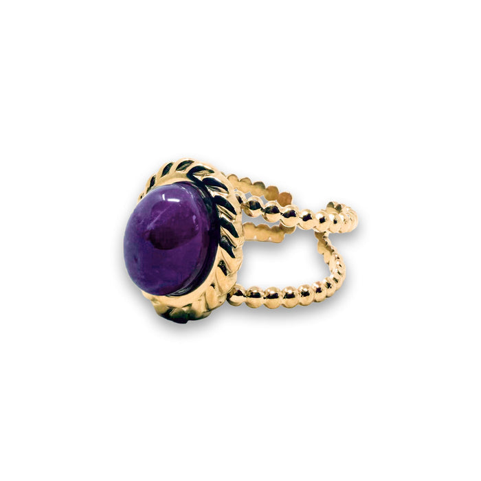 Amethyst Two Band Crystal Ring Ring -Crystal House of Intuition Inc