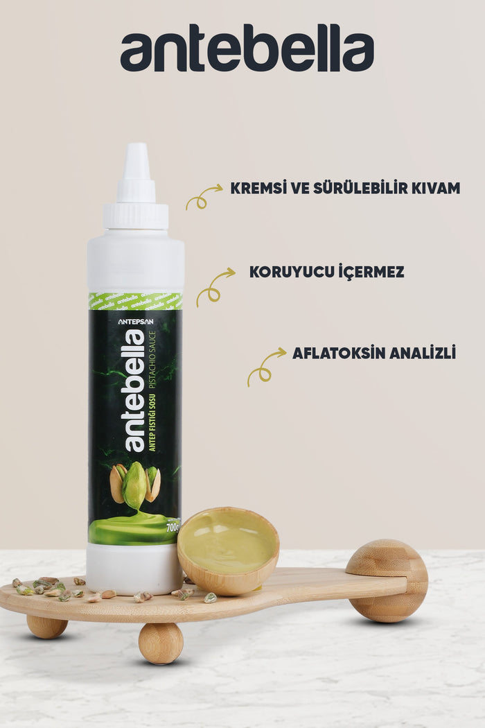Bring the rich taste of Antep pistachios to your desserts with Antebella Antep Fistikli Sauce.