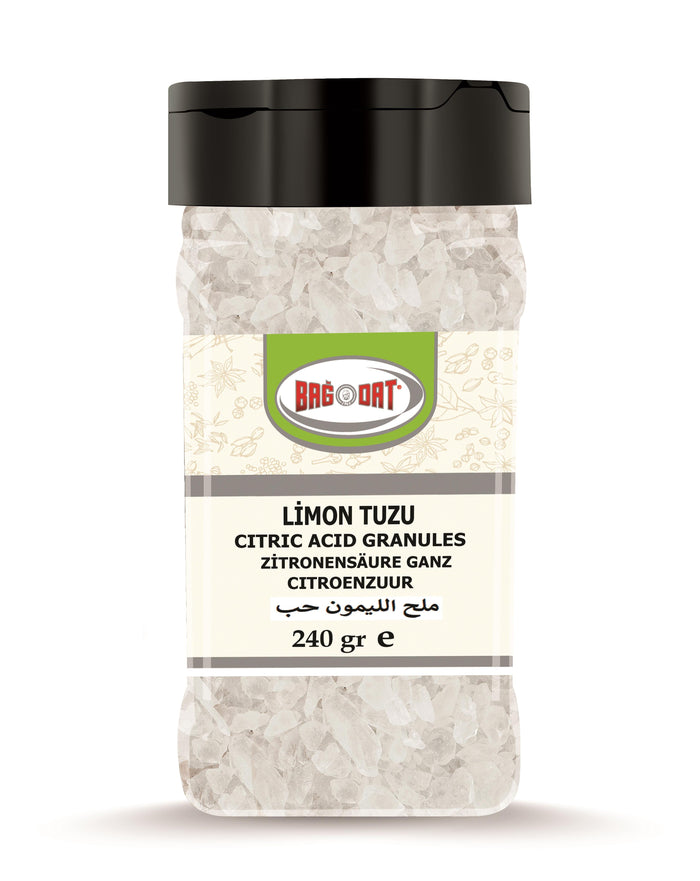 Bagdat Lemon Salt Crystals (Limon Tuzu) are premium-quality citric acid crystals widely used in Turkish kitchens for cooking, baking, and preserving.
