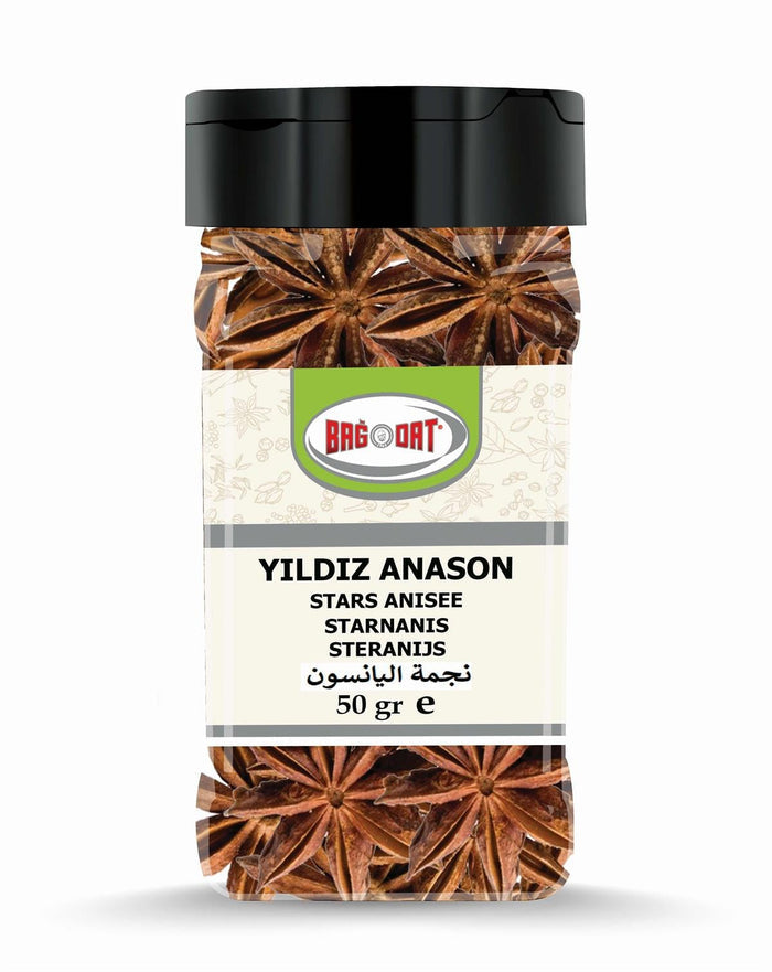 Bagdat Star Anise Powder brings the bold, slightly sweet and licorice-like aroma of star anise to your kitchen in a convenient 50 g small PET container.