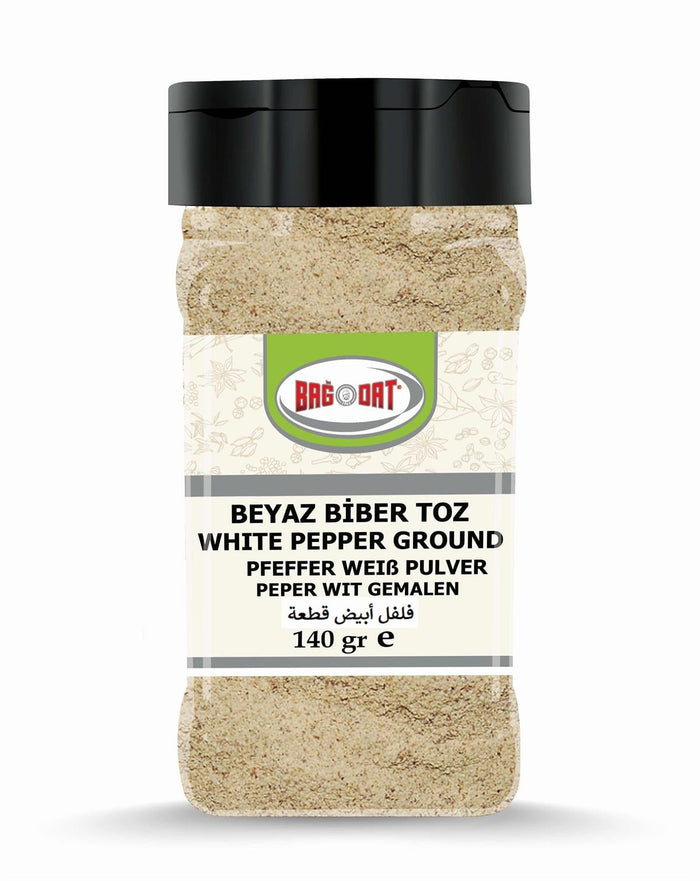 Bağdat White Pepper Powder is a finely ground spice made from high-quality white peppercorns, offering a smooth heat and earthy aroma that enhances a wide variety of dishes.