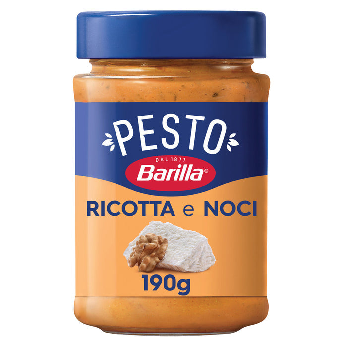 Barilla Walnut Pesto Pasta Sauce brings together the rich taste of walnuts, basil, and aged Italian cheese for a creamy and flavorful pasta experience.