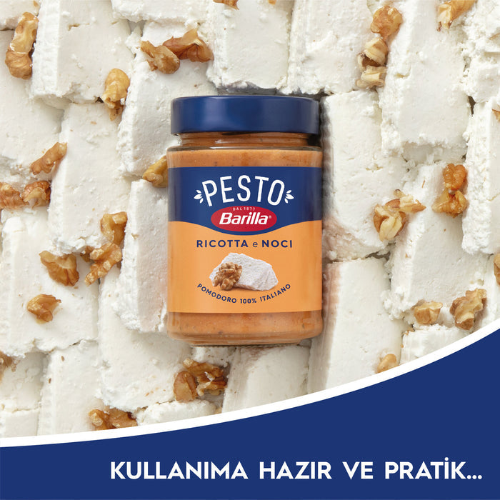 Barilla Walnut Pesto Pasta Sauce brings together the rich taste of walnuts, basil, and aged Italian cheese for a creamy and flavorful pasta experience.