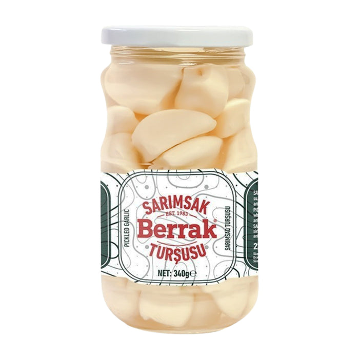 Berrak Garlic Pickles bring the bold, tangy flavor of traditional Turkish-style pickling straight to your table.