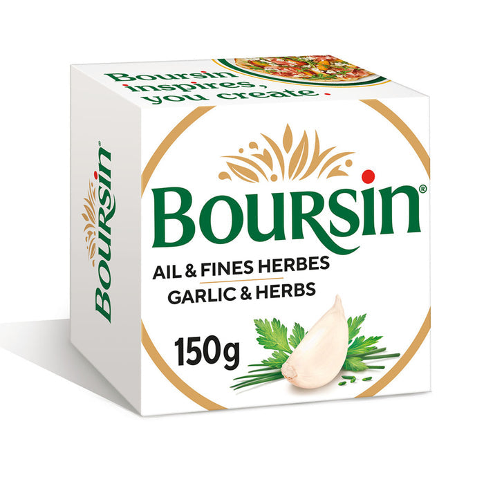 Boursin Full Fat Garlic & Mixed Herbs Fresh Cheese brings a rich, creamy texture together with the bold flavor of garlic and aromatic herbs.