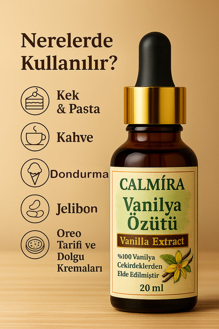 Calmira Vanilla Extract brings the rich, smooth aroma of real vanilla to your kitchen in a convenient 20 ml bottle.
