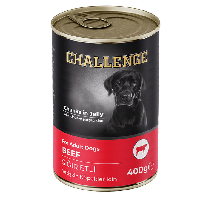Challenge Beef Adult Dog Canned Food 400 g is a complete wet food formulated for adult dogs.