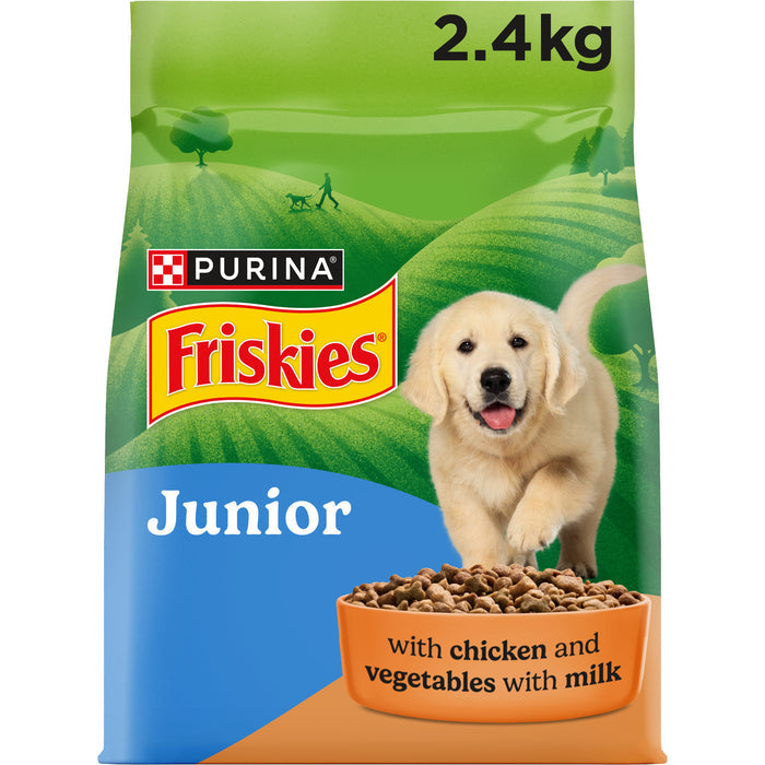 Friskies Chicken Puppy Dry Dog Food 2.4 kg is specially formulated to meet the nutritional needs of growing puppies.