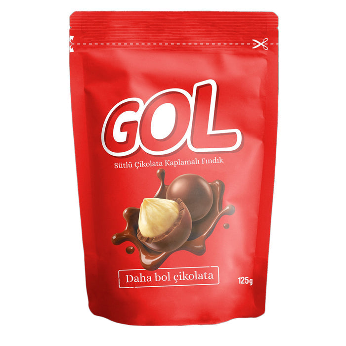 Gol Milk Chocolate Coated Hazelnut Dragee offers a delightful fusion of premium hazelnuts and rich milk chocolate.