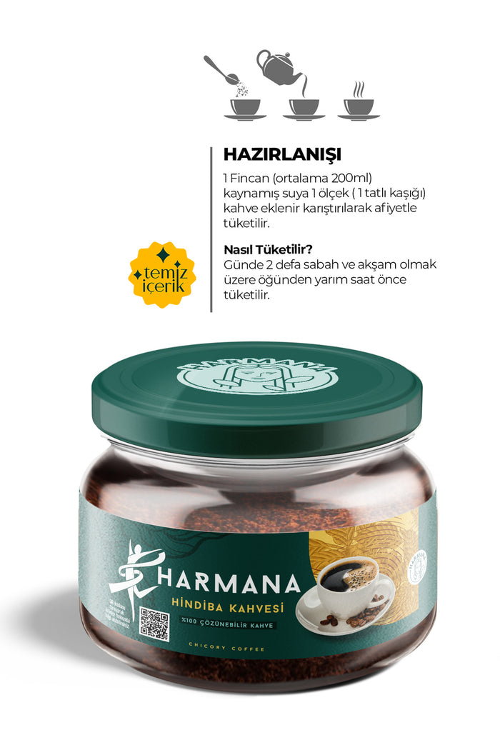 HARMANA Hindiba Kahvesi Instant Chicory Coffee is a smooth and aromatic blend made for daily enjoyment.