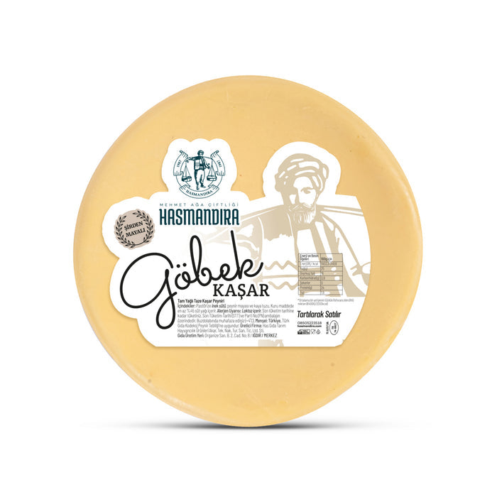 Hasmandıra Göbek Kaşar is a traditional Turkish fresh kasar cheese made from pasteurized cow’s milk.