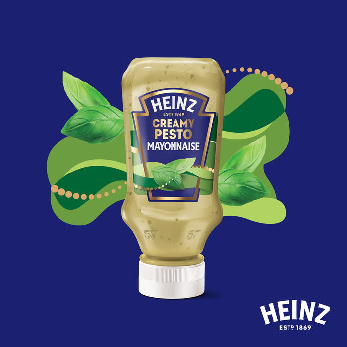 Heinz Pesto Mayonnaise brings together the creamy richness of classic mayonnaise with the fresh, aromatic taste of basil pesto.