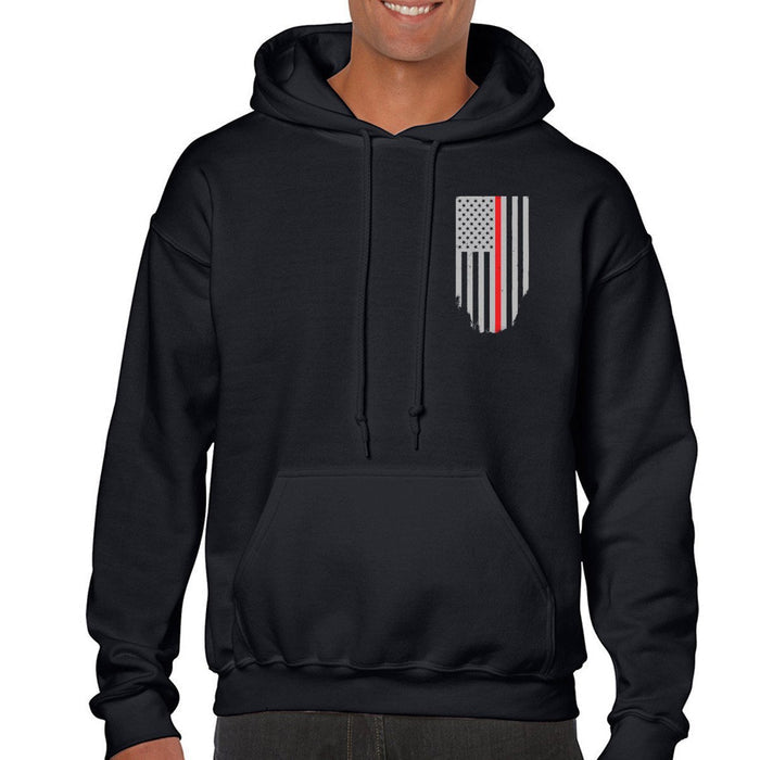 Hoodie - Thin Red Line American Flag HONOR & RESPECT - Thin Blue Line USA - 2