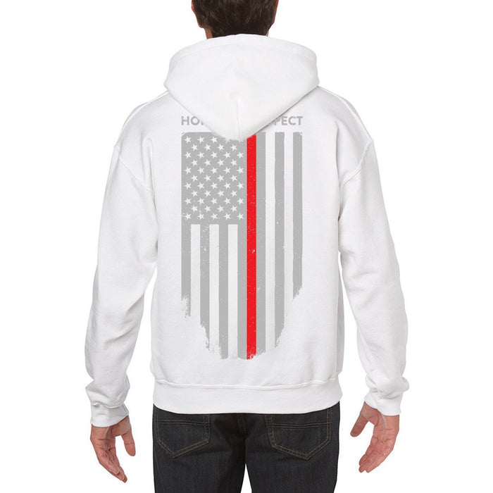Hoodie - Thin Red Line American Flag HONOR & RESPECT - Thin Blue Line USA - 7
