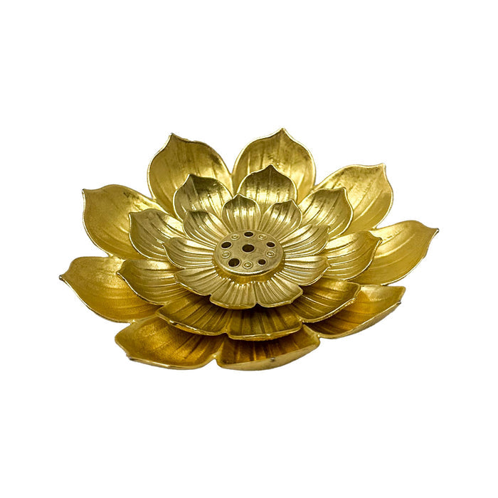 Incense Holder - Metal Gold Lotus Incense & Holders -Incense Whse