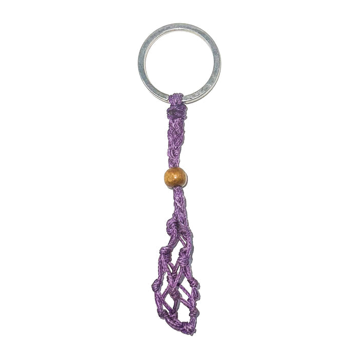 Macramé Crystal Keychain - Choose Your Macrame Color Necklace -Cord Whse Macramé Purple