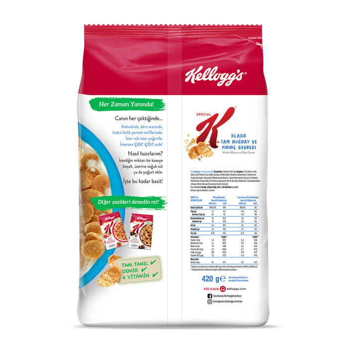 Kellogg's Special K Classic Whole Wheat & Rice Cereal brings together the goodness of whole wheat and rice in a light, crispy breakfast favorite.