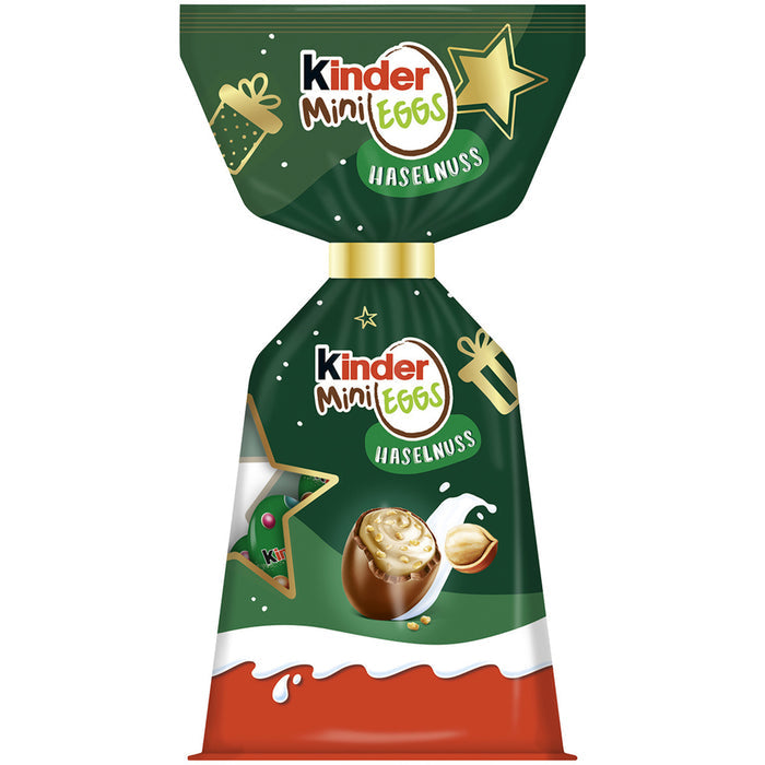 Kinder Mini Eggs Milk Chocolate with Hazelnut Filling brings you a delightful combination of creamy milk chocolate and rich hazelnut cream in every bite-sized piece.