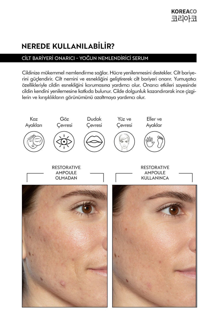 KOREACO Centella & Cica & Ceramide Repair Brightening Ampoule is a lightweight yet intensive skin-repairing ampoule designed to support the moisture barrier and deliver up to 24-hour hydration.