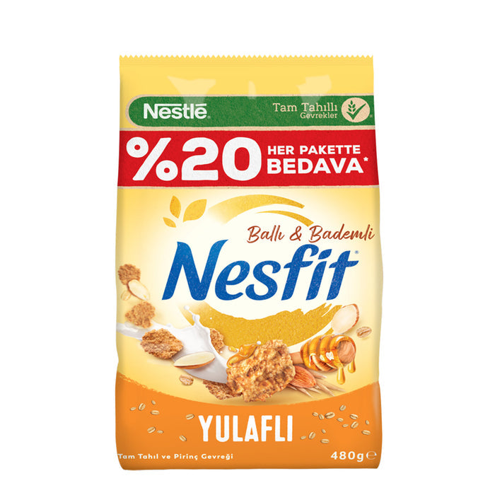 Start your morning with the balanced crunch of Nesfit Honey Almond Cereal.