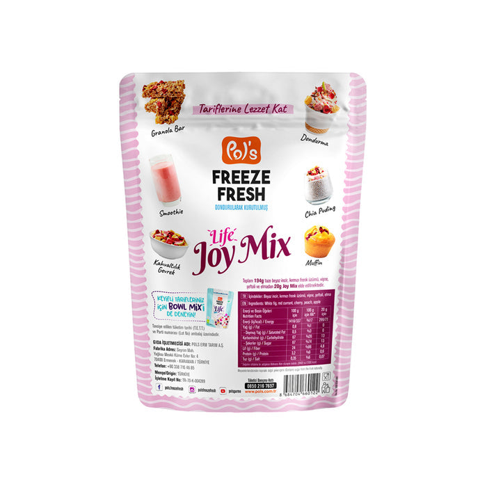 Pol's Freeze Fresh Life Joy Mix is a colorful blend of carefully selected fruits, gently freeze-dried to preserve their natural flavor and nutrients.