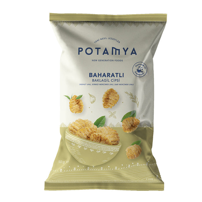 Potamya Spiced Legume Chips bring a bold, savory crunch to your snack time.