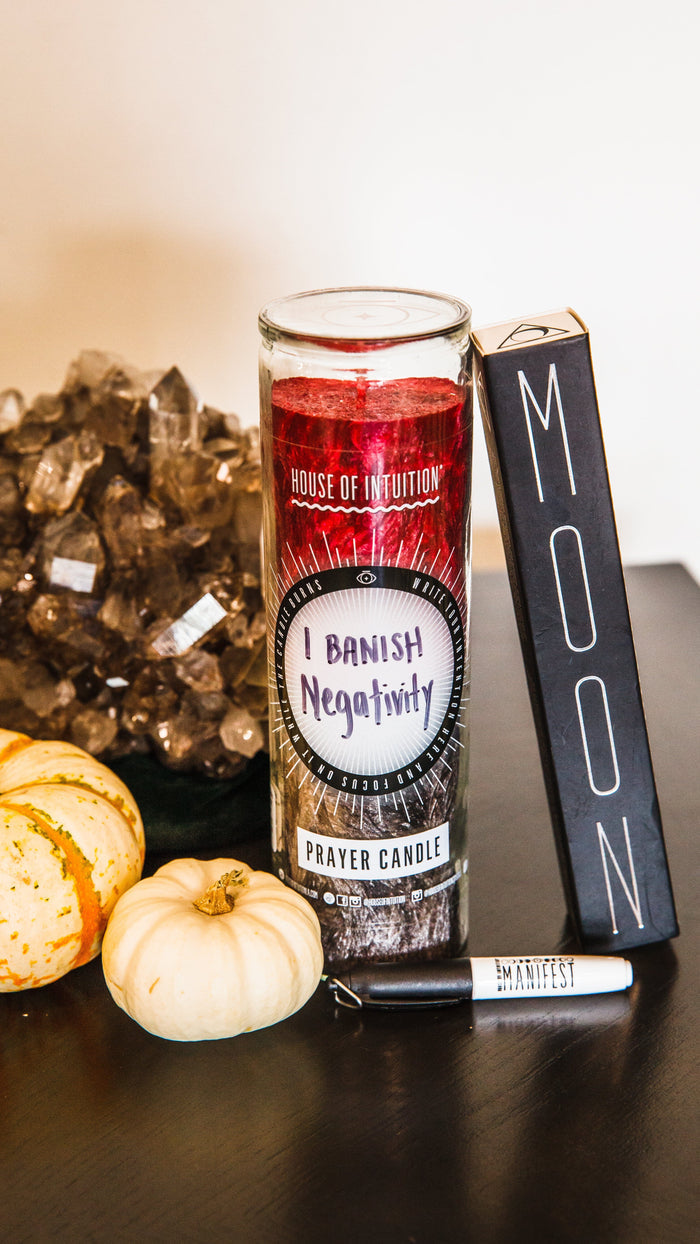 Red & Black "Write-Your-Own-Prayer" Candle - BANISHING / PROTECTION Candle -Prayer V95