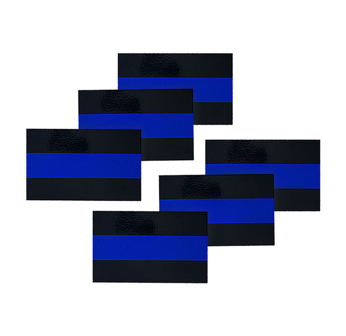 Reflective Thin Blue Line License Plate Stickers, 1 x .1.5 Inches, 6 Pack