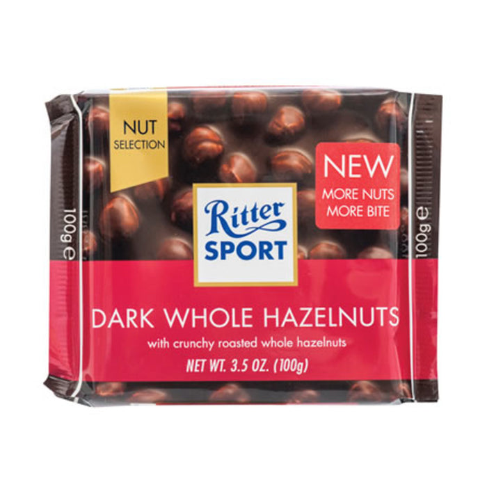 Ritter Sport Dark Whole Hazelnut delivers a rich, satisfying chocolate experience with every bite.