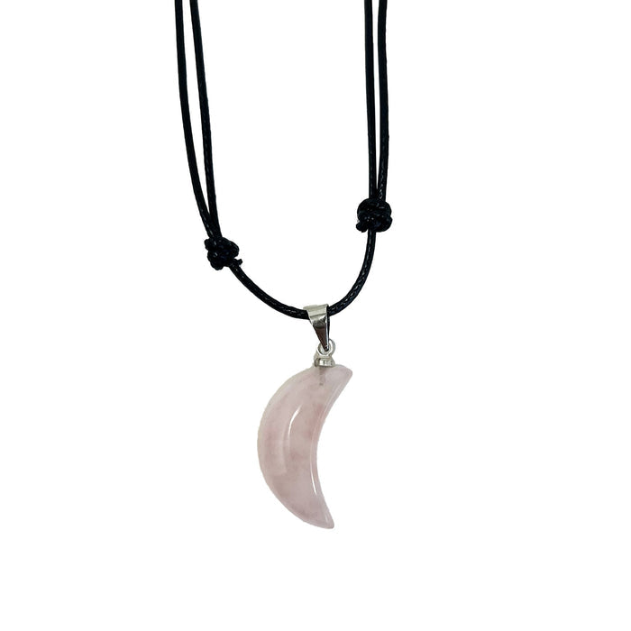 Rose Quartz Moon Necklace House of Intuition Inc