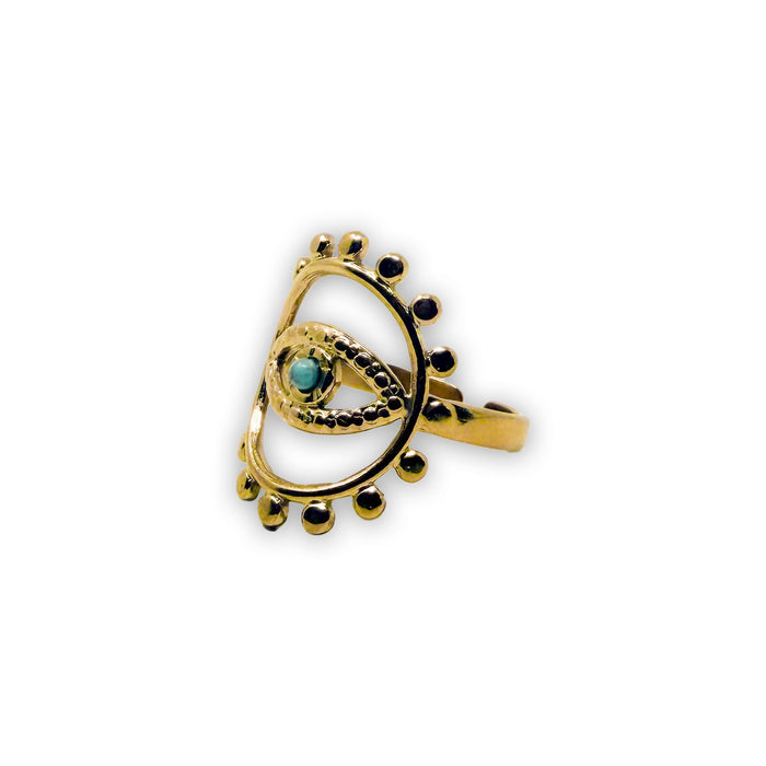 Sun Evil Eye Adjustable Ring Ring -Crystal Whse