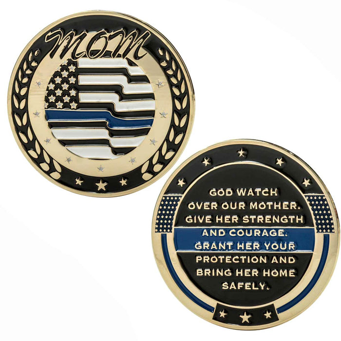 Thin Blue Line - Challenge Coin Made for Child Who Has Mother In Law Enforcement