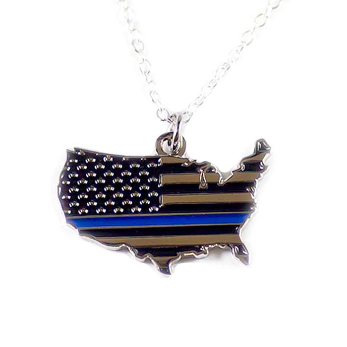 Thin Blue Line American Flag Country Necklace