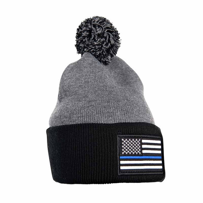 Thin Blue Line Beanie With Pom