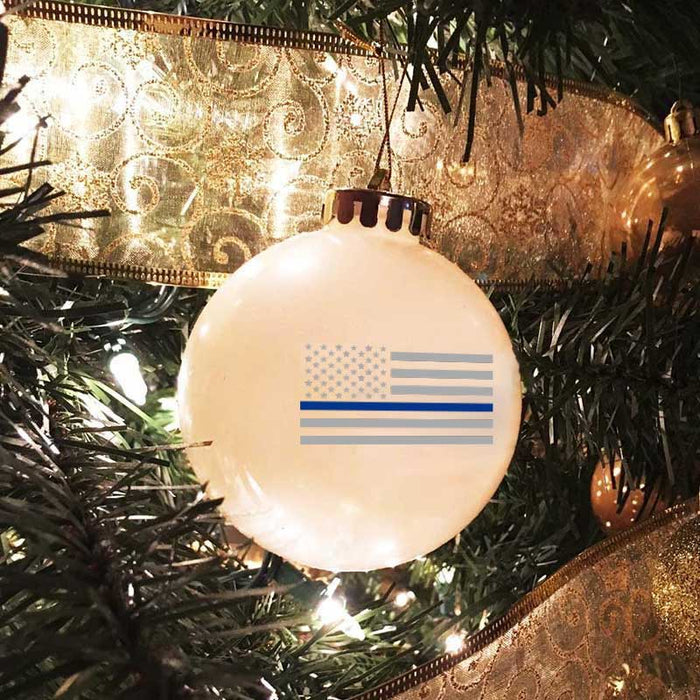 Thin Blue Line Ornament, White