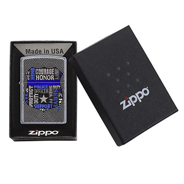 Thin Blue Line Police Badge Collage Zippo Lighter