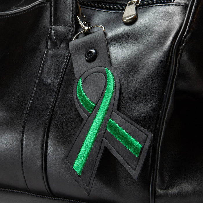 Thin Green Line Leather Ribbon Keychain