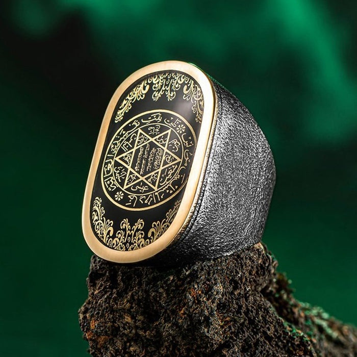 Crafted with powerful symbolism and bold character, this Turkish Sterling Silver Ring with Seal of Solomon is designed for men who appreciate meaningful, statement-making jewelry.