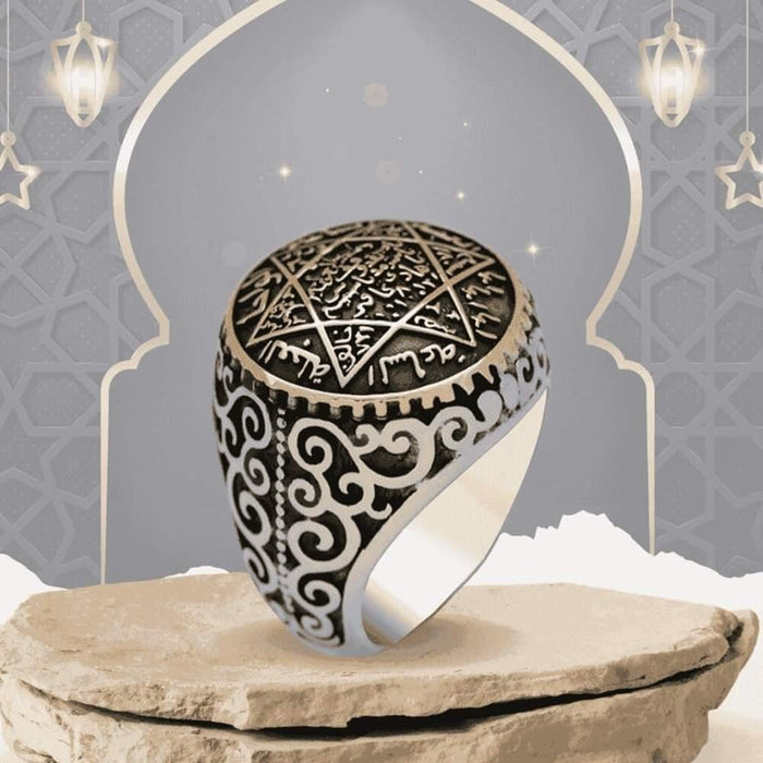 Turkish Sterling Silver Ring with Seal of Solomon is a bold statement piece inspired by centuries of Anatolian and Ottoman symbolism.