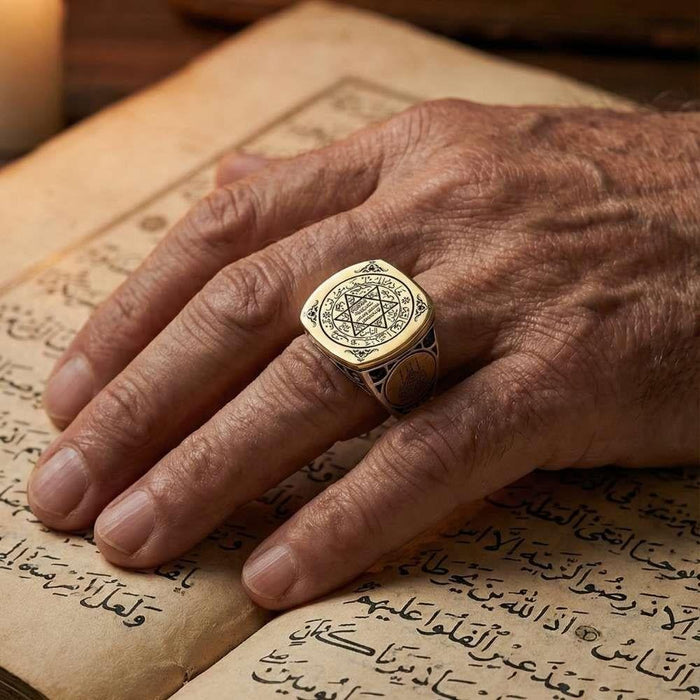Discover the spiritual depth and bold presence of this Turkish Sterling Silver Ring with Seal of Solomon, crafted from solid 925 Sterling Silver and detailed with the revered Seal of Solomon symbol.