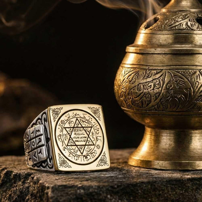 Rooted in centuries of Anatolian tradition, this Turkish Sterling Silver Ring with Seal of Solomon carries one of the most recognized sacred motifs in Islamic art.