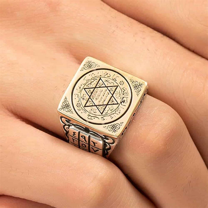 Rooted in centuries of Anatolian tradition, this Turkish Sterling Silver Ring with Seal of Solomon carries one of the most recognized sacred motifs in Islamic art.