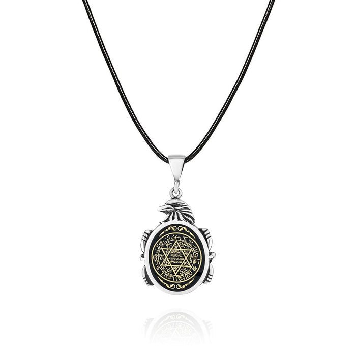 The Turkish Sterling Silver Seal of Solomon Necklace with Eagle Motif brings together powerful symbolism and refined craftsmanship.